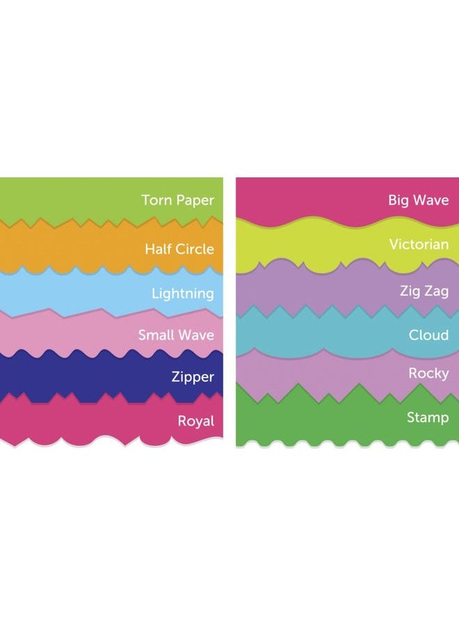 School Smart Paper Edger Scissors, 6-1/2 x 2-1/2 Inches, Assorted Colors, Set of 12 - Image 2