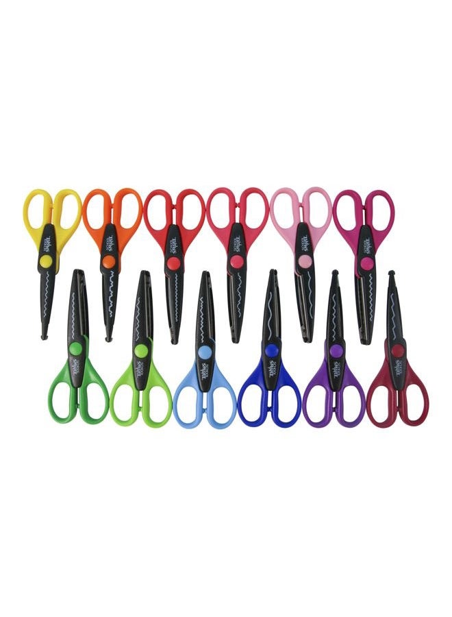 School Smart Paper Edger Scissors, 6-1/2 x 2-1/2 Inches, Assorted Colors, Set of 12 - Image 4