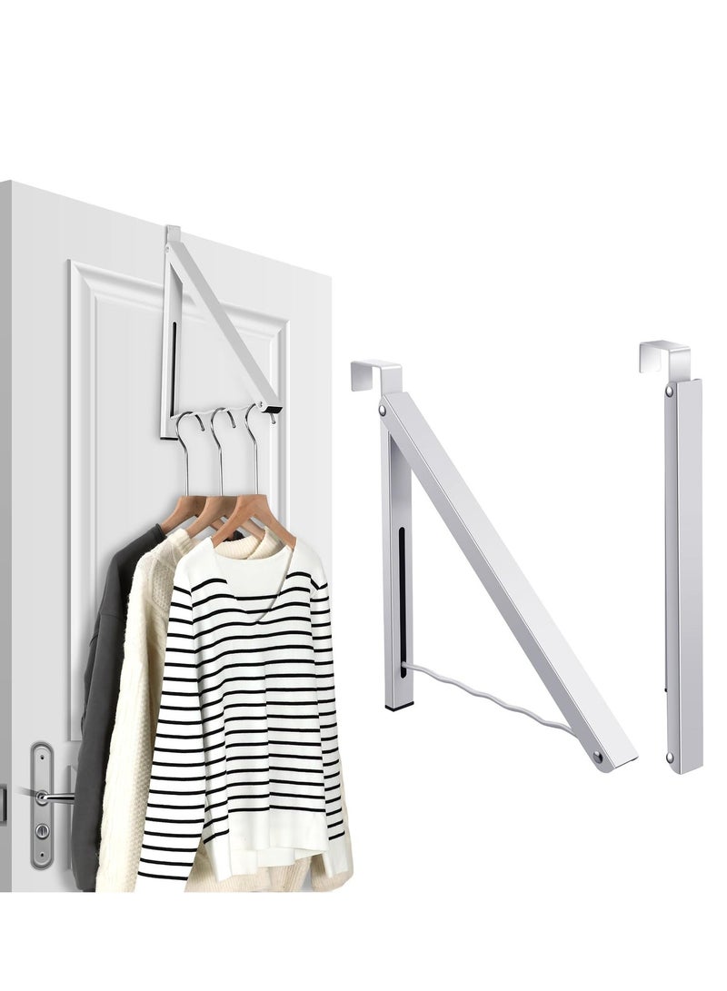 Over the Door Hooks, Over the Door Hanger Organizer, Foldable Single Closet Hanger Hooks, for Hanging Coats Hats Robes Towels Bathroom Bedroom Door Hangers (White) - Image 1