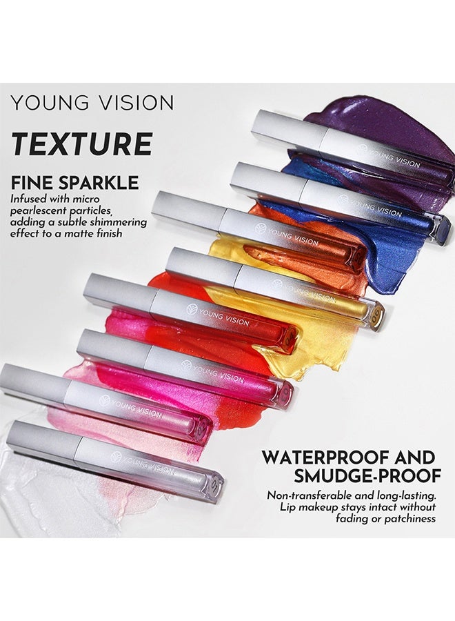 YOUNG VISION Transfer-Proof Lip Gloss，Multi-Use Shimmer Liquid Lipstick ，Chameleon Lip Gloss、 Eyeshadow、 Eyeliner，High Pigmented Lip Color with Transfer-proof Wear,Long Lasting Sparkling Pink Makeup  #08 - Image 4