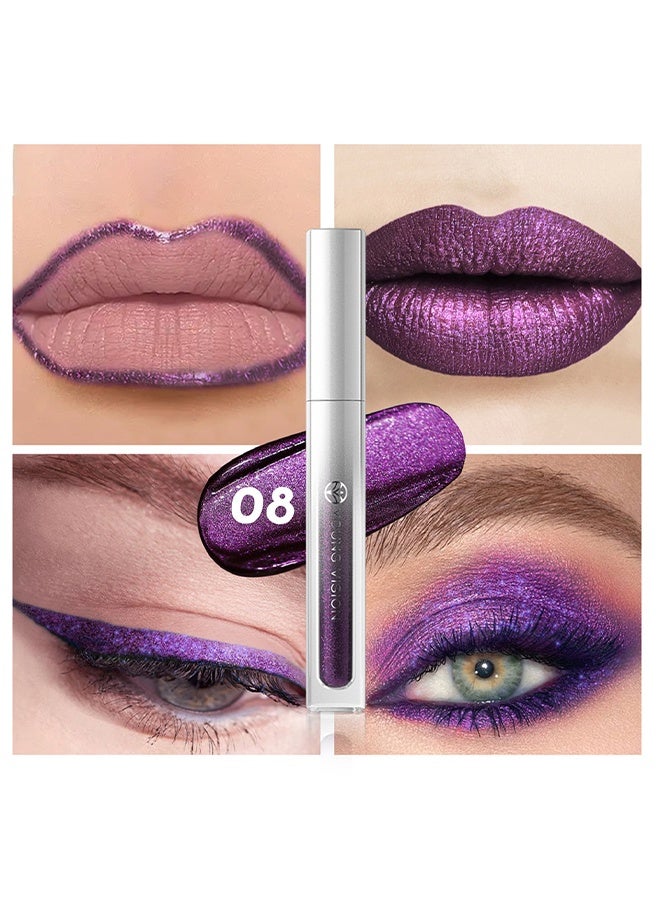 YOUNG VISION Transfer-Proof Lip Gloss，Multi-Use Shimmer Liquid Lipstick ，Chameleon Lip Gloss、 Eyeshadow、 Eyeliner，High Pigmented Lip Color with Transfer-proof Wear,Long Lasting Sparkling Pink Makeup  #08 - Image 2