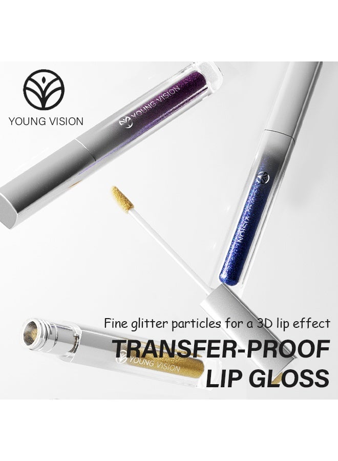 YOUNG VISION Transfer-Proof Lip Gloss，Multi-Use Shimmer Liquid Lipstick ，Chameleon Lip Gloss、 Eyeshadow、 Eyeliner，High Pigmented Lip Color with Transfer-proof Wear,Long Lasting Sparkling Pink Makeup  #08 - Image 3