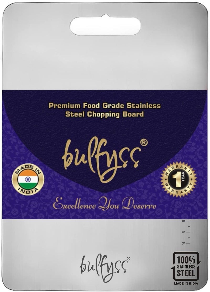 Bulfyss Large Food Grade Stainless Steel Chopping Cutting Board for Kitchen,Vegetables,Doughing (1 Year Warranty) (Large) - Image 1