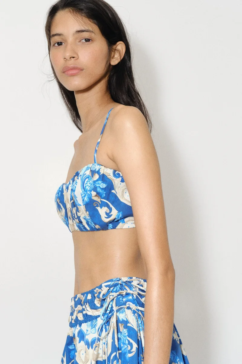 H&M Gathered poplin crop top