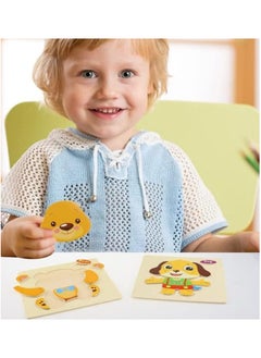 Generic YOYOUNG Wooden Jigsaw Puzzle Set for Kids 4 Shapes, Colorful Animals, Cute 3D Toy for 2 Years 3 Years 4 Birthday Gift, Newborn  - Image 4