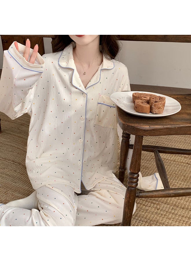 LANG SHA Langsha Women's Autumn New Cloud Cotton Casual Long Sleeve Long Pants Pajama Set - Image 2