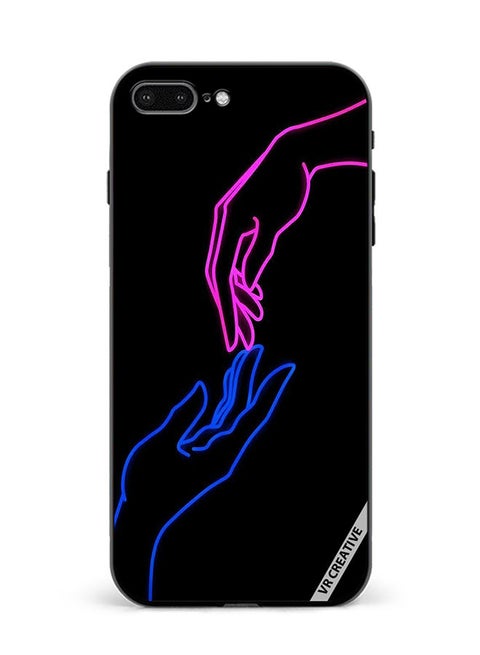 Protective Case Cover For Apple iPhone 7 Plus/8 Plus Hands In Neon Lights Design Multicolour