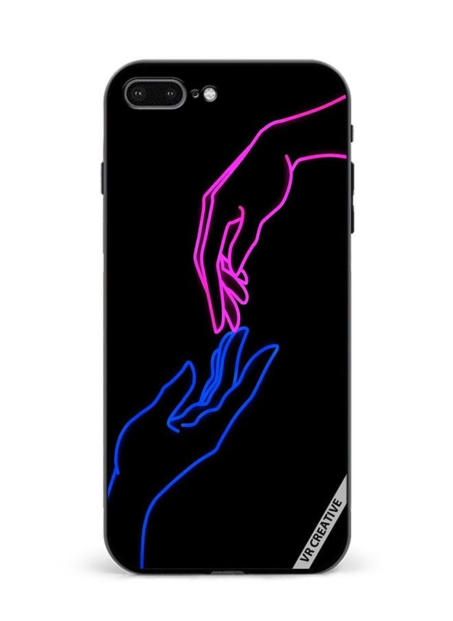 VR CREATIVE - Protective Case Cover For Apple iPhone 7 Plus/8 Plus Hands In Neon Lights Design Multicolour - Image 1