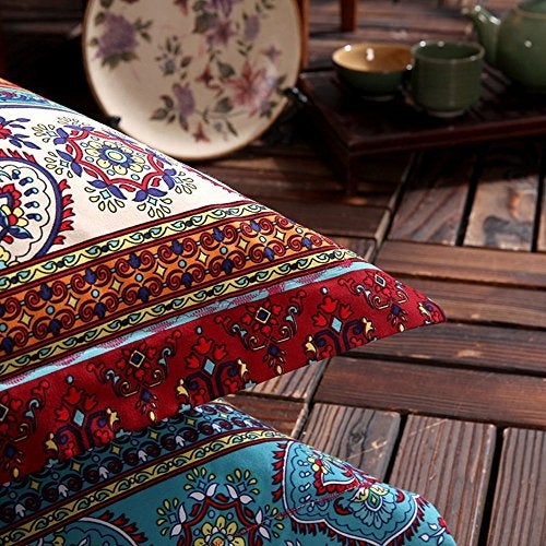 LELVA Boho Pillow Cases Set of 2 Piece Queen Standard Colorful Bohemian Striped Pillowshams 100% Cotton Brushed Pillow Covers Pillow Protectors 20" x 30" Pattern# 1 - Image 2