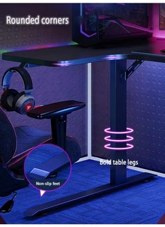 KLNAMAEAAN Ergonomic Gaming and Computer Desk with LED Lights 160 CM  - Image 5