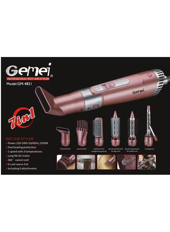 Gemei 7 in 1 Hair Dryer GM4831, Salon Hair Dryer, 3 Speeds - Image 1