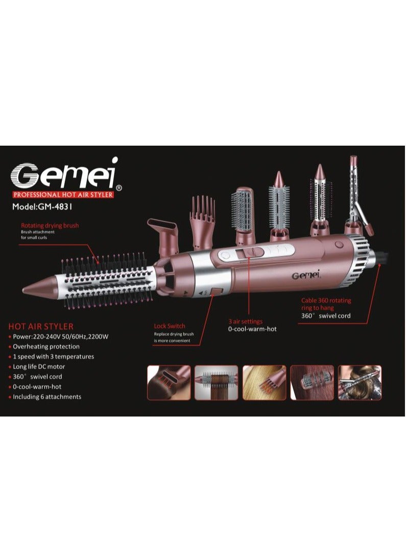 Gemei 7 in 1 Hair Dryer GM4831, Salon Hair Dryer, 3 Speeds - Image 2