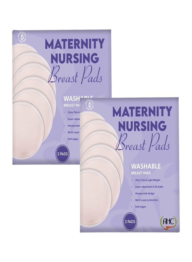 AHC Zikku Ultra-Soft Reusable Breast Pads for Feeding Mothers (Pack 2 X 2 Pads) Light Weight Washable Nursing Pads for Bra, Eco-Friendly and Comfortable Breast Pad - Image 1