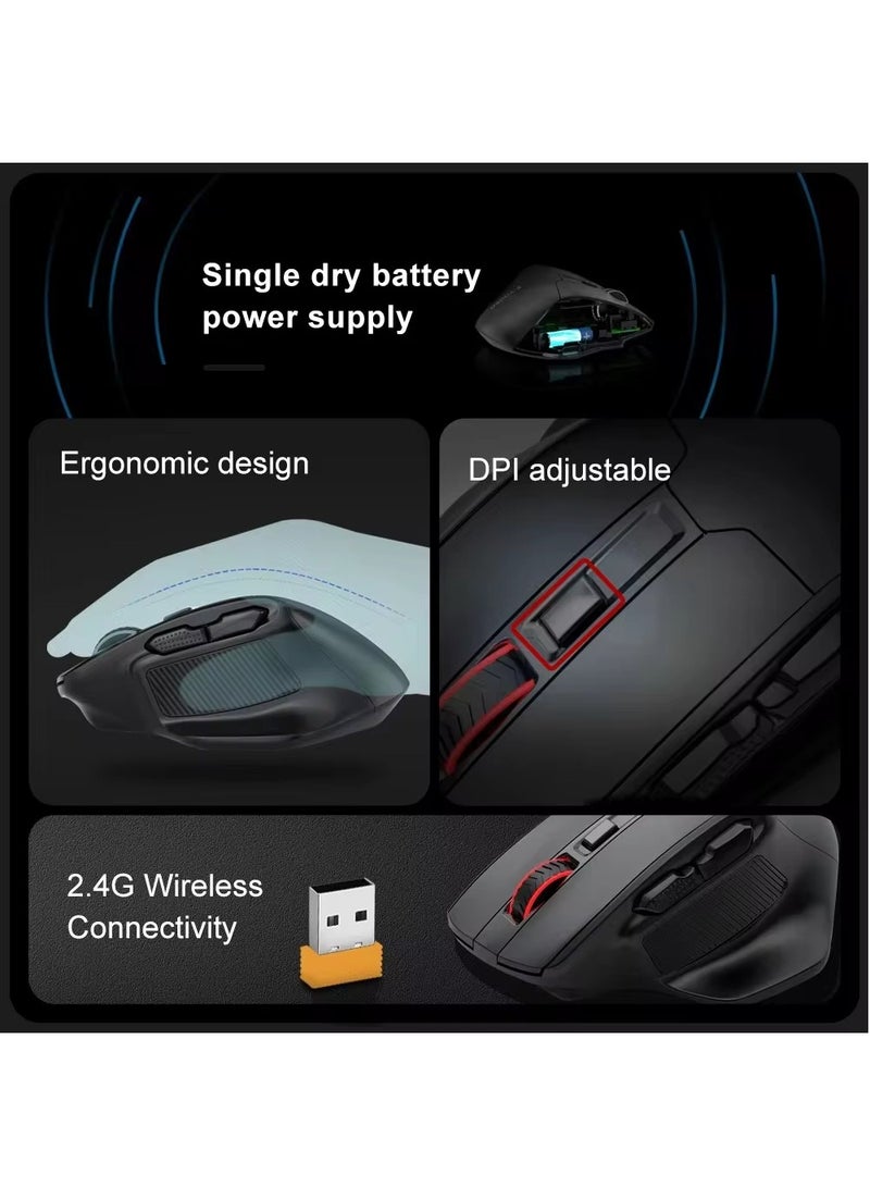 E-YOOSO Bluetooth Wireless Mouse, 3 Modes Bluetooth 5.0&3.0 Mouse,5-Level 4800 Dpi, 6 Button Big Ergo Computer Mouse, Cordless Mouse for Laptop, Mac, Chrome, PC - Image 5