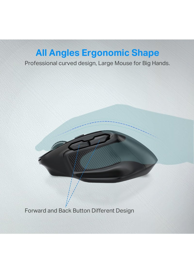 E-YOOSO Bluetooth Wireless Mouse, 3 Modes Bluetooth 5.0&3.0 Mouse,5-Level 4800 Dpi, 6 Button Big Ergo Computer Mouse, Cordless Mouse for Laptop, Mac, Chrome, PC - Image 4