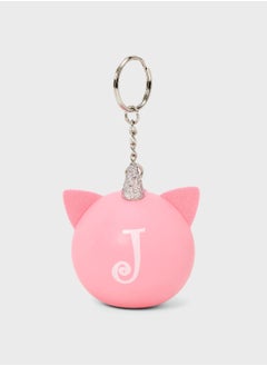Pink Initials J Keychain