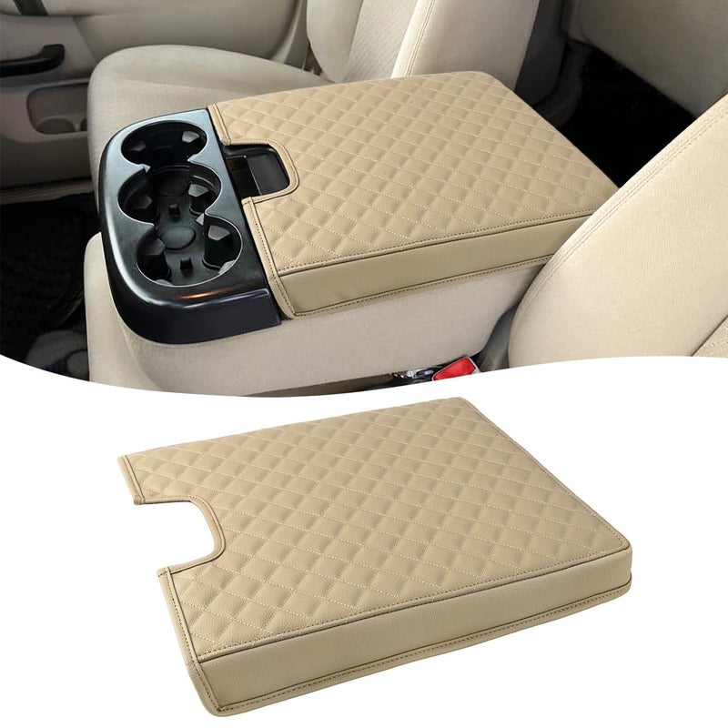 KBH Center Console Armrest Cover for 20072013 Chevy Silverado  Tahoe  Suburban GMC Sierra  Yukon Middle Console Lid Cushion PU Leather AntiScratch Beige Fits Jump Seat Console