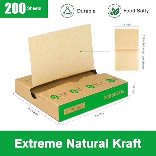 EcoDispose 6" x 10-1/2" Precut POP UP Deli Paper Sheet Pack of 200, kraft ,Interfolded Heavy Paper for Food Wrap and Serving - Image 2