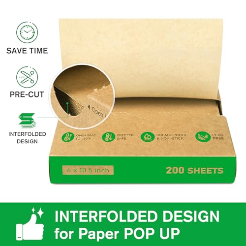 EcoDispose 6" x 10-1/2" Precut POP UP Deli Paper Sheet Pack of 200, kraft ,Interfolded Heavy Paper for Food Wrap and Serving - Image 3