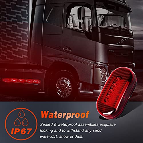 nifeida 2Pcs 4x2 Oval Red LED Side Marker Light 10 Diodes Surface Mount Waterproof Clearance Lights For RV Trailer Truck Camper Identification Light, Black Base - Image 4