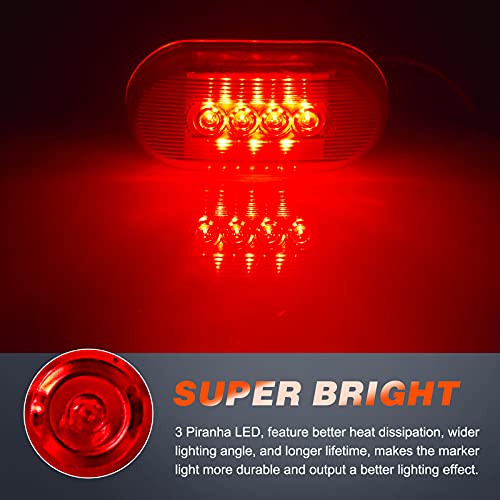nifeida 2Pcs 4x2 Oval Red LED Side Marker Light 10 Diodes Surface Mount Waterproof Clearance Lights For RV Trailer Truck Camper Identification Light, Black Base - Image 3