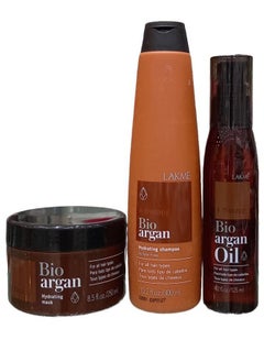 LAKME Lakme Set K Therapy Bio Argan Hydrating Shampoo 300 ml and Bio Argan Hydrating Mask 250 ml and Bio Argan Oil 125 ml for all Hair Types 