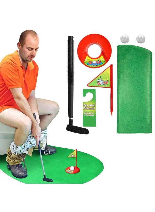 Novelty Place Toilet Golf Game Set - Practice Mini Golf in Any Restroom/Bathroom - Father's Day, White Elephant, Christmas, Valentines Funny Gag Gifts - Image 1