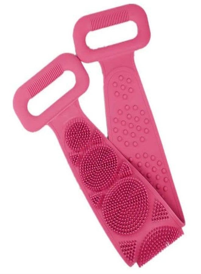 Qwid Silicone Body Back Scrubber, Double Side Bathing Brush for Skin Deep Cleaning Massage Belt Pack of 1 - Image 1