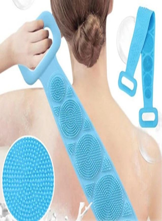 Qwid Silicone Body Back Scrubber, Double Side Bathing Brush for Skin Deep Cleaning Massage Belt Pack of 1 - Image 2