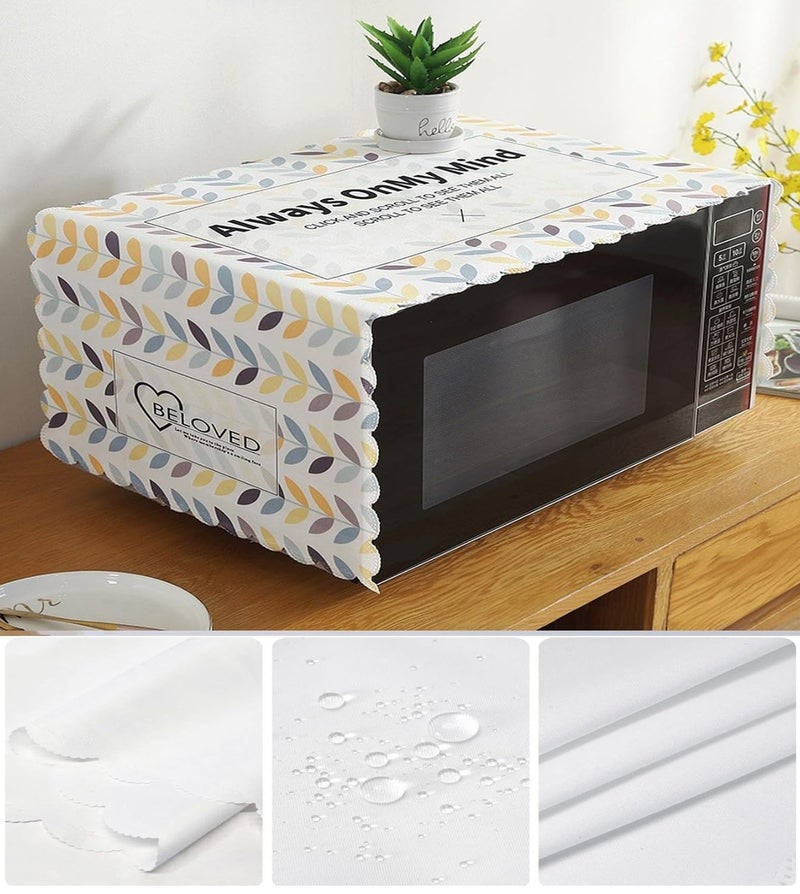 DARSHANAM WORLD Microwave Oven Cover, Waterproof Modern Design Kitchen Oven Cover Attractive Decorative Dust Proof Appliance Oven Top Cover (100 x 35 cm) (Yellow Leaf Design) - Image 2