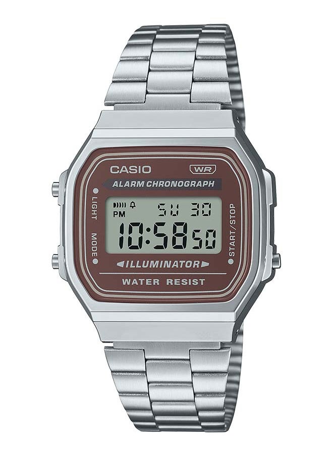 CASIO Digital Rectangle Shape Stainless Steel Wrist Watch A168WA-5AYDF - 36 Mm 