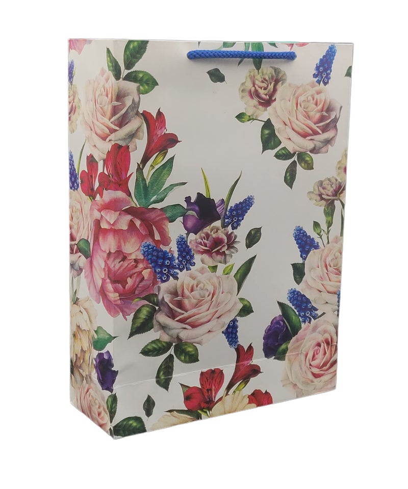 Arrow Paper Products Deluxe Rose Flower Printed Paper Gift Bags for Return Gifts | Weddings | Birthday | Holiday Gifting & Presents (Size: 28x20x7.5 cm | Pack of 40) - Image 2