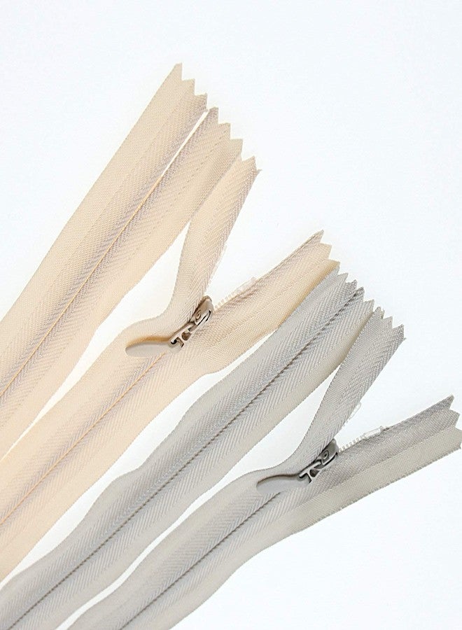 SHUNLI 24 Inch 10PCS Invisible Nylon Coil Zipper,Clothing Zipper,Hidden Zippers DIY Sewing Tools for Tailor Sewing Crafts(5 pcs Grey and 5 pcs Beige 61cm) SHUNLI - Image 5