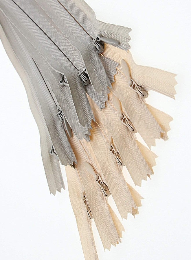 SHUNLI 24 Inch 10PCS Invisible Nylon Coil Zipper,Clothing Zipper,Hidden Zippers DIY Sewing Tools for Tailor Sewing Crafts(5 pcs Grey and 5 pcs Beige 61cm) SHUNLI - Image 3