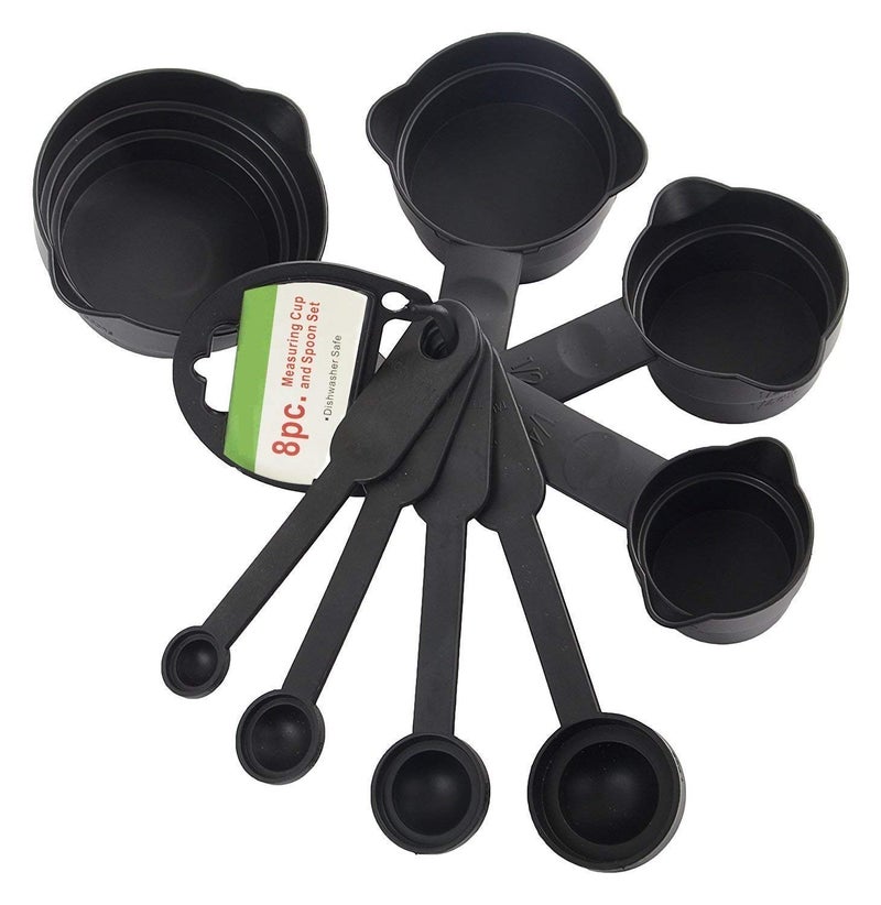 TAKSH TAKSH ENTERPRISE Plastic Measuring Cup Spoon Set with Ring Holder Baking Tools Kitchen Cooking Cake Accessories 8 pcs Set of 2 pcs - Image 2