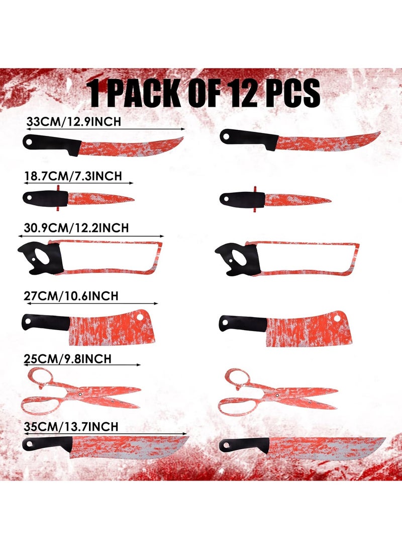 VUCATIN 12-Pcs Gag Toys Garland Banner Props Fake Knives with Fake Blood Banner Decorations Zombie Vampire Party Supplies for Haunted House Bar Indoor Outdoor Yard Décor Hanging Banner - Image 3