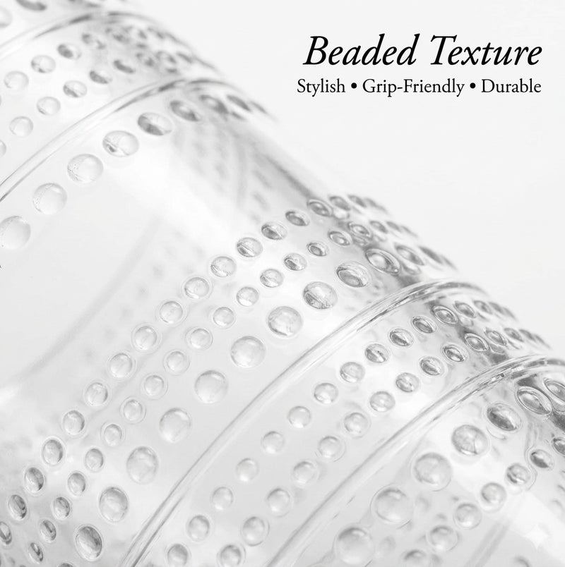 TarHong 16oz Beaded Jumbo Clear Tumbler – Durable BPA-Free Acrylic Drinking Glass, Elegant Textured Cup for Water, Juice & Cold Drinks, Shatter Resistant Reusable Drinkware for Home, Outdoor, Picnic & Party Use - Image 3