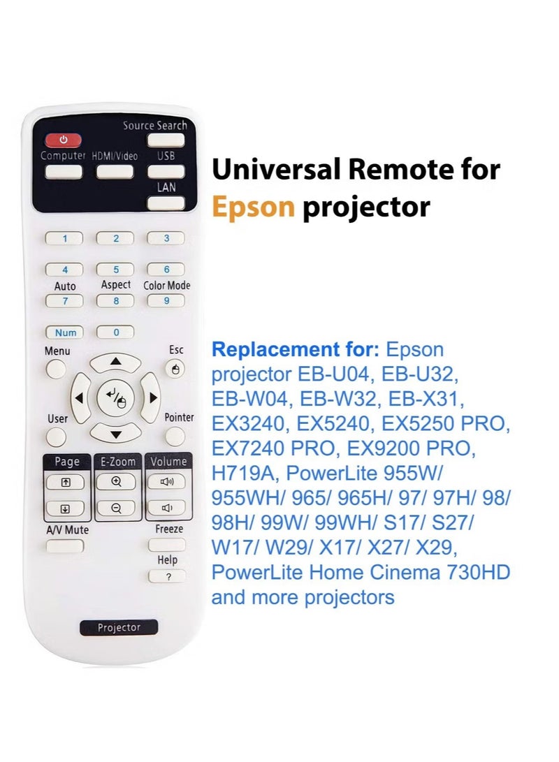 Universal Remote Control for Projector Compatible with All Epson Projector Home Cinema Power lite EB EX VS Bright Link EMP Series Projector - Image 2