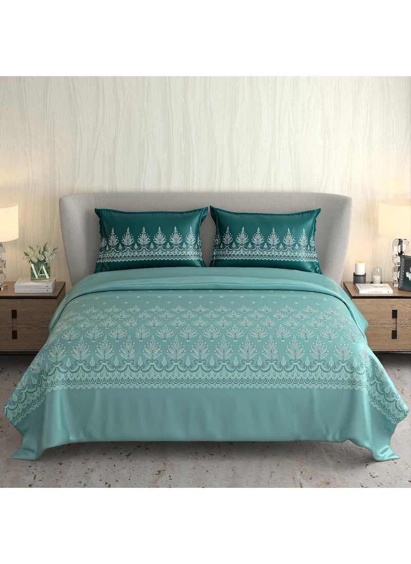 COZY FURNISH - COZY FURNISH 100 Cotton Double Bedsheet 210 TC Super Soft Breathable Elegant Designer Print King Size 108x108 Inches 2 Pillow Covers SkinFriendly Durable Machine Washable Ideal Gift - Image 1
