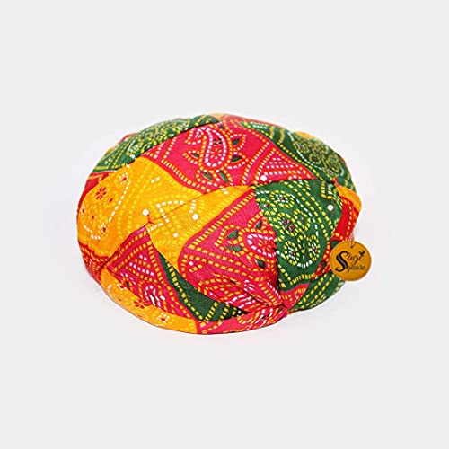 Sage Square Kids Rajasthani Traditional Turban Pagdi Safa for Marriage Mehandi Holi Function Decoration for Kids (Small Size) (Pack of 2) - Image 3
