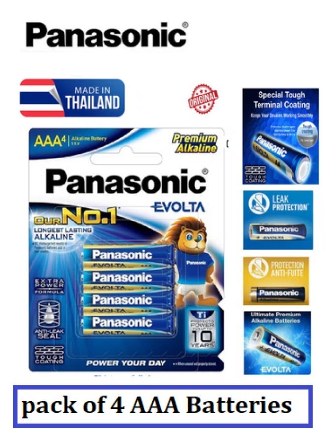 Panasonic Original AAA Evolta Premium Alkaline Batteries Pack (4 Pc.) With Anti Leak Seal protection - Image 1