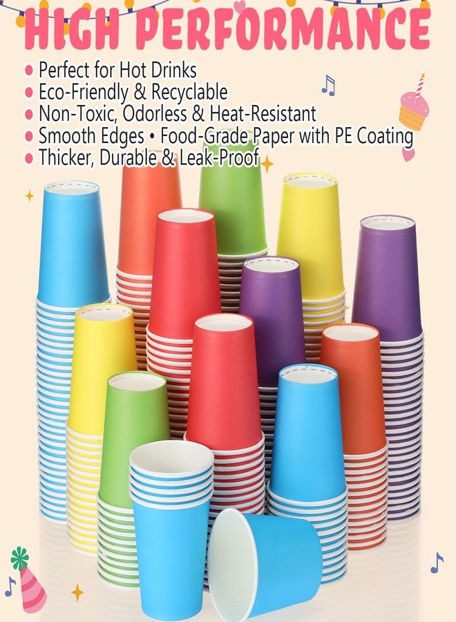Mimorou 300 Pack 8 oz Disposable Paper Cups, 6 Colors Double PE Coated Coffee Cups for Beverage Hot Cold Drinks for Cafe Tea Drinking Party Picnic Office Home Water Juice (Bright) - Image 5