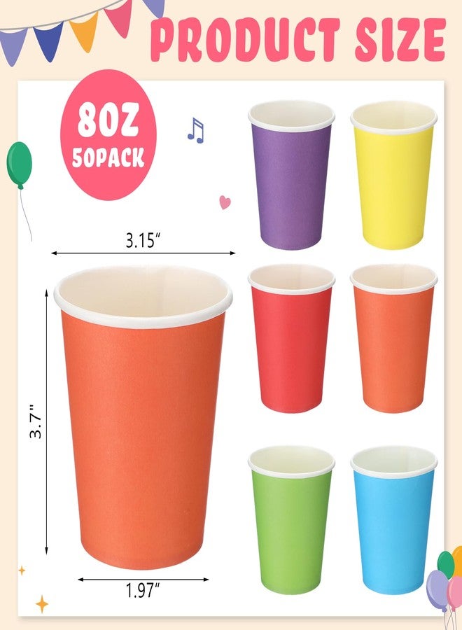 Mimorou 300 Pack 8 oz Disposable Paper Cups, 6 Colors Double PE Coated Coffee Cups for Beverage Hot Cold Drinks for Cafe Tea Drinking Party Picnic Office Home Water Juice (Bright) - Image 3
