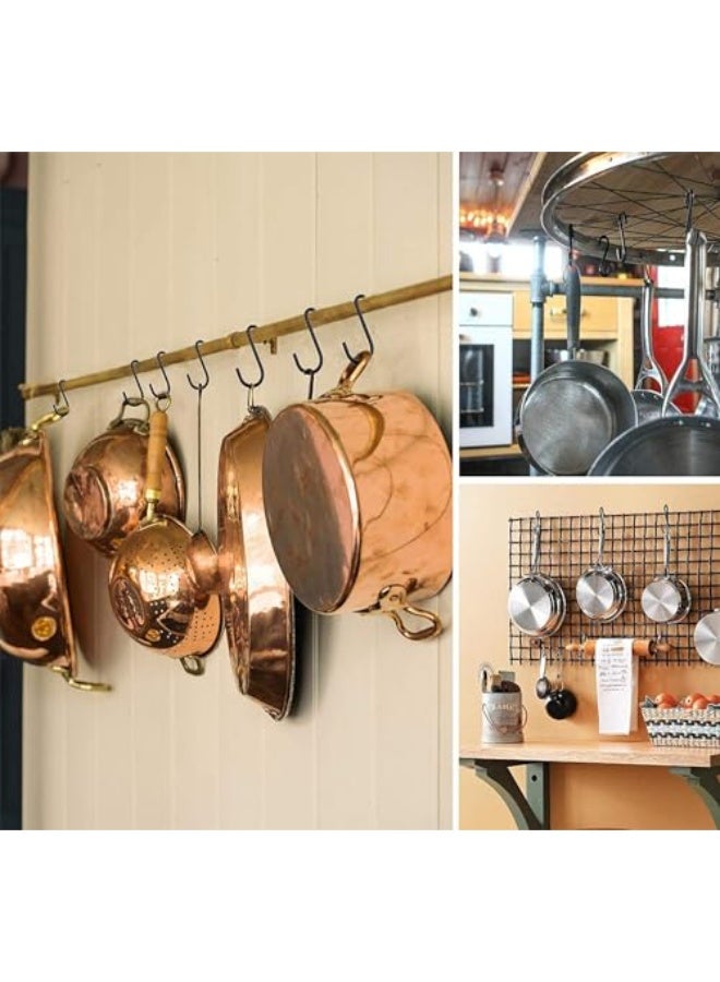 30 Pcs S Type Metal Hooks, Heavy Duty S Hooks Black, Sturdy and Durable, Smooth Polished, Heavy Duty, Good for Hanging Pots, Pots, Plant Bags, Towels, Hangers, Kitchenware, Matte Black - Image 4