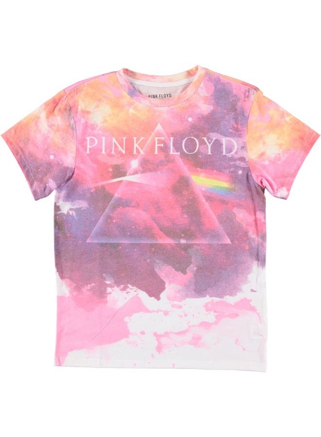 PINK FLOYD Mens Rock Shirt Dark Side of The Moon - Oversize Sublimated Vintage Tee, White Pink, XL - Image 1