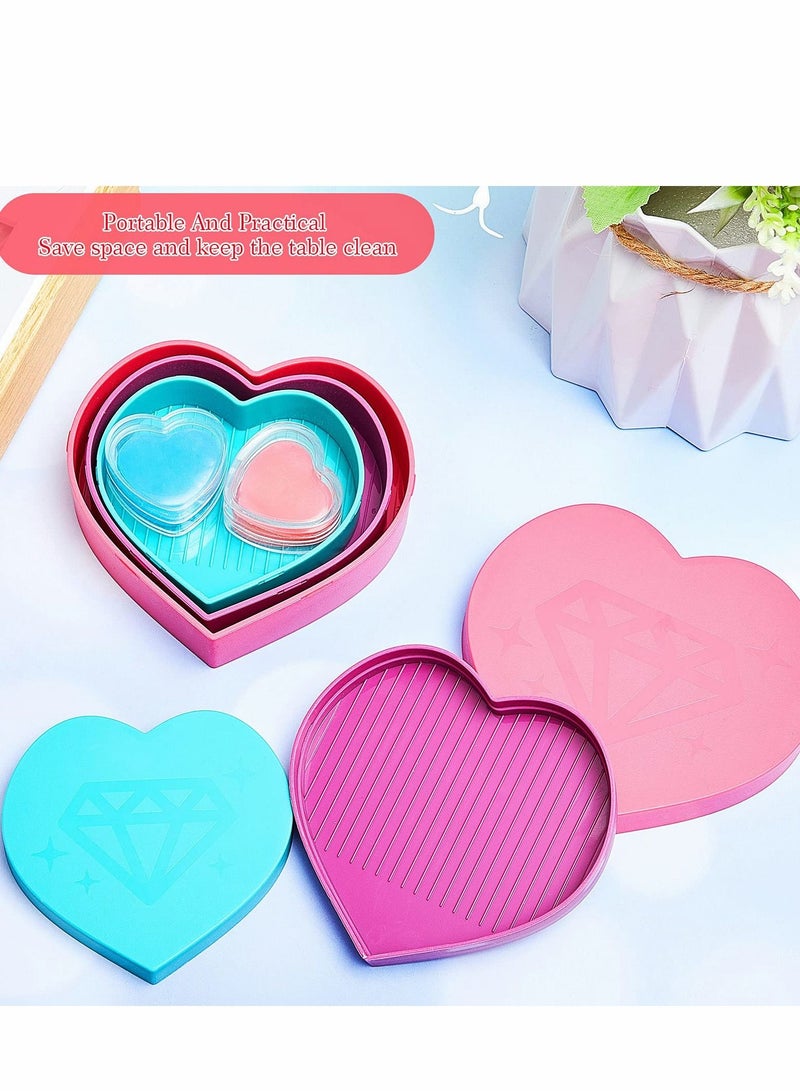SYOSI Heart Diamond Painting Trays, Diamond Painting Pen, Diamond Art Pen, Resin 5d Diamond Painting Art Drill Pen Kits  for Girls Kids Diy Crafts  - Image 2