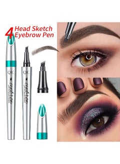 Gecomo Eyebrow Pencil Eyebrow Microblading Pen - Eye Makeup Eyebrow Pen Micro 4 Point Brow Pen Lift & Snatch Eyebrow Microblading Pen Long-Lasting Waterproof Natural Eyebrow Hair (Reddish Brown)  - Image 2