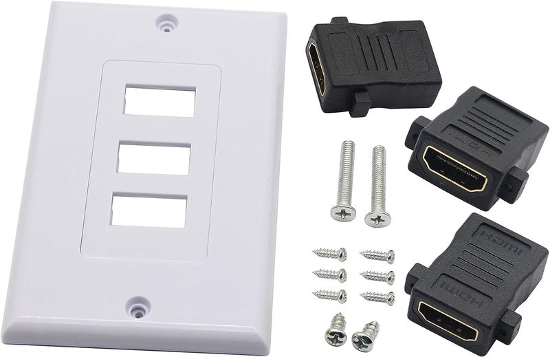 zdyCGTime 3 Port HDMI 2.0 Decorative Wall Plate HDMI Component Composite Audio Video Wall Outlet Mount Panel, Support 4K 60Hz 1080P Perfect for Projector & Home Theater White(3 HDMI)(3 HDMI) - Image 4