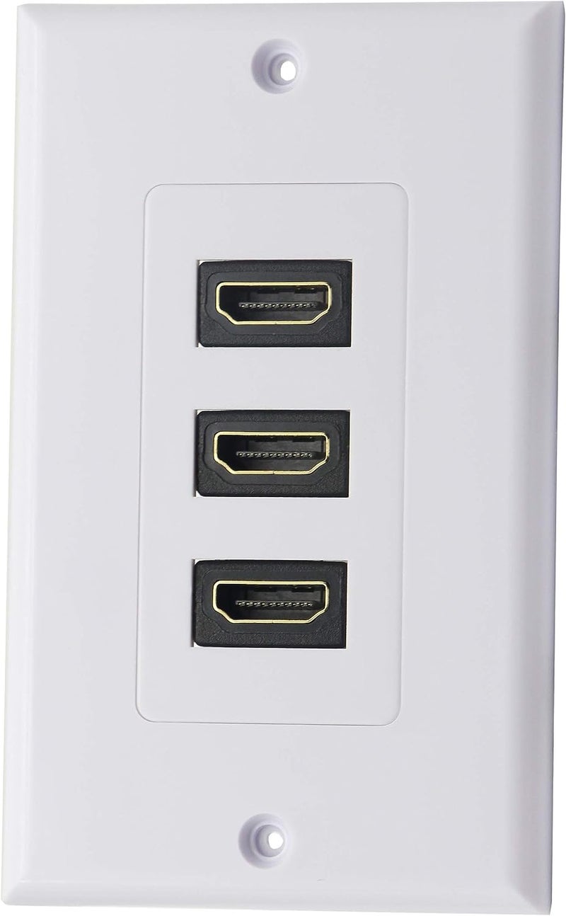 zdyCGTime 3 Port HDMI 2.0 Decorative Wall Plate HDMI Component Composite Audio Video Wall Outlet Mount Panel, Support 4K 60Hz 1080P Perfect for Projector & Home Theater White(3 HDMI)(3 HDMI) - Image 1