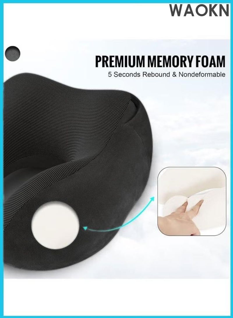 WAOKN Travel Pillow Neck Pillow Nap U-Shaped Pillow Hooded Multifunctional Neck Pillow Neck Cushion Hooded Velvet Memory Foam Neck Pillow Adult Head And Neck Support Suitable For Airplane Travel Long-Distance Flight Office Car Sleep Rest. - Image 5